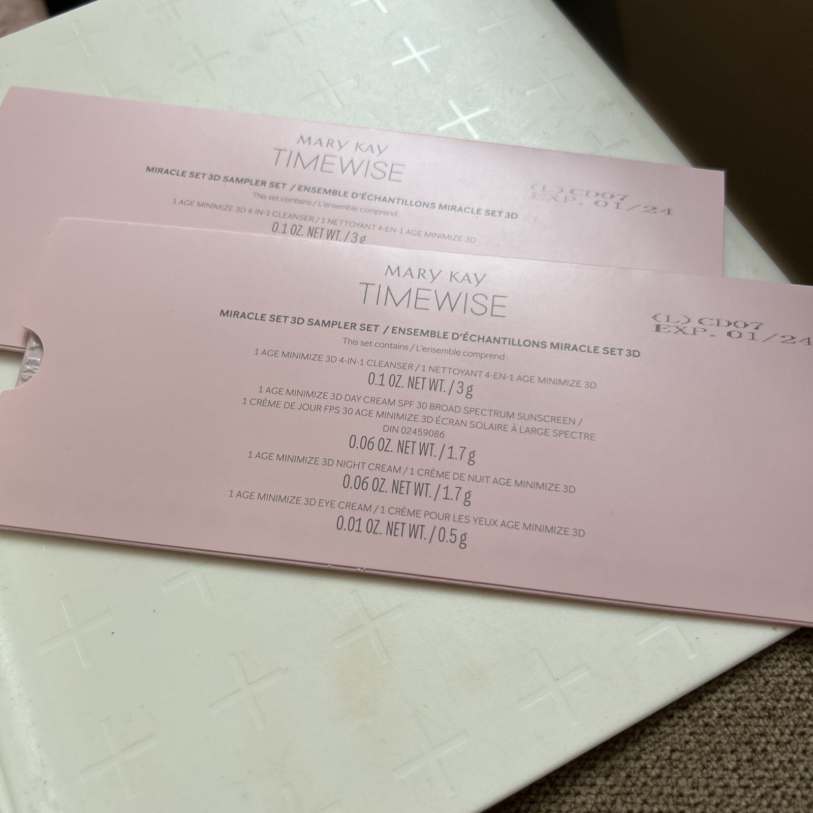 2 Mary Kay Timewise Miracle 3D Sampler Sets Normal To Dry Purse Travel 2 Packs