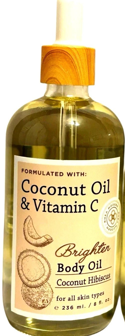 Coconut Oil & Vitamin C w/ Brighten Body Oil Coconut Hibiscus 8 oz NEW !!