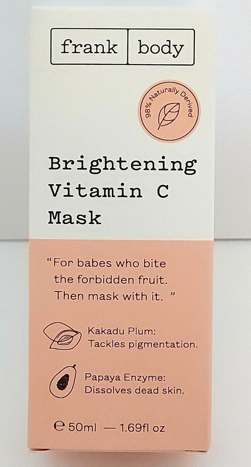 Frank Body Brightening Vitamin C Mask, Full Size 1.69 fl oz | 50mL, NEW & SEALED