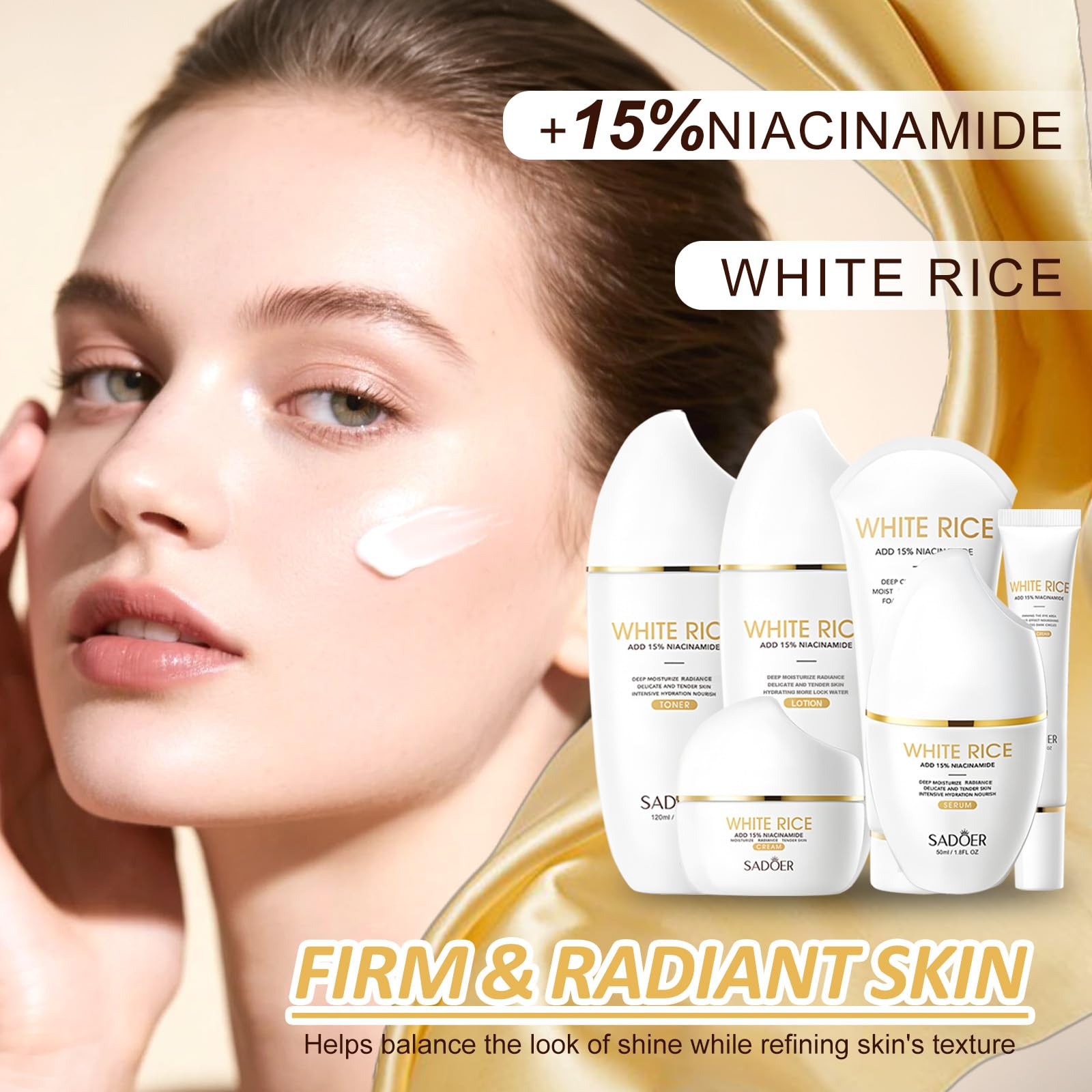 FOR SADOER Rice Niacinamide Skincare Set – 6 Piece Firming Skincare Kit with …