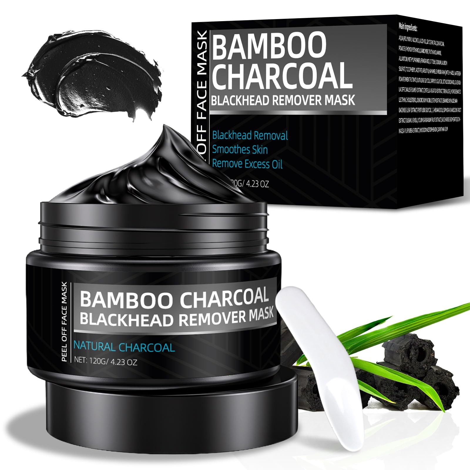 Peel Off Face Mask, Blackhead Remover for Face & Nose, Bamboo Charcoal for De…