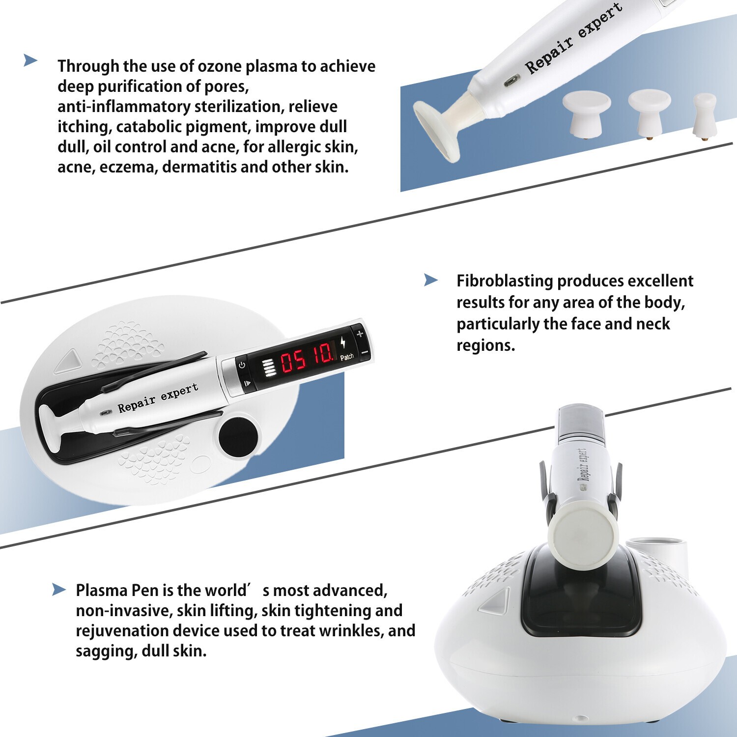 Portable Plasma Face Lifting Pen Cold Ozone Anti Acne Skin Rejuvenation Machine