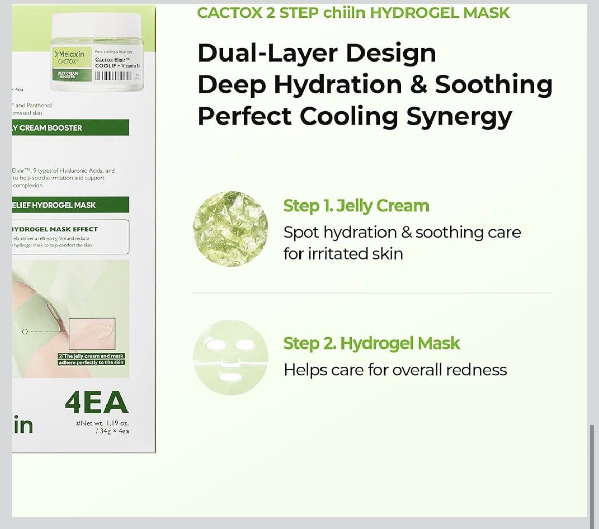 CACTOX DE-PUFFING Pore Relief GEL MASK 4EA with Cactus Cooling Reduce Puffiness