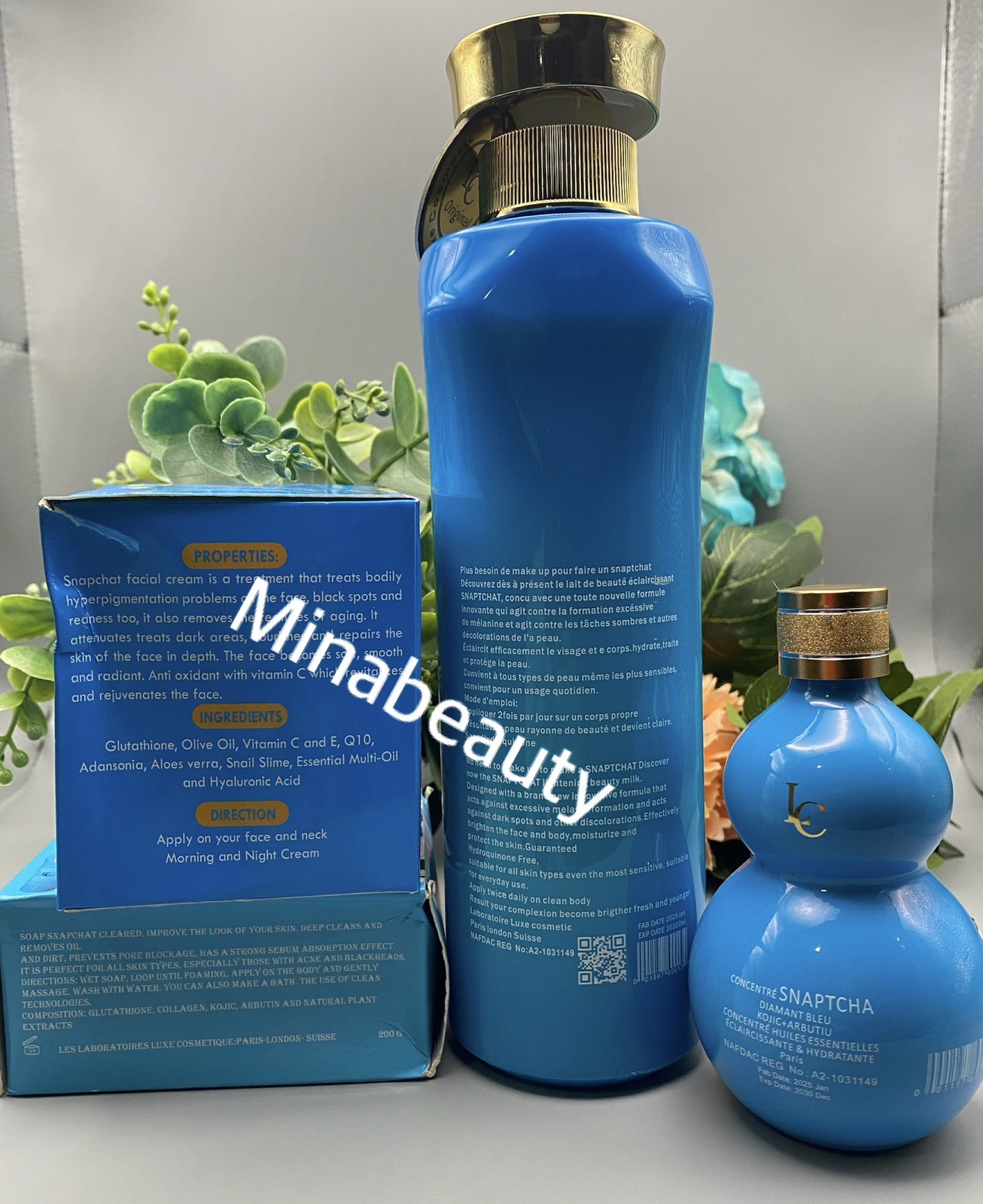 4p Lait snaptchat Diamond blue Glutathion Collagen lotion, Face Cream,serum,soap