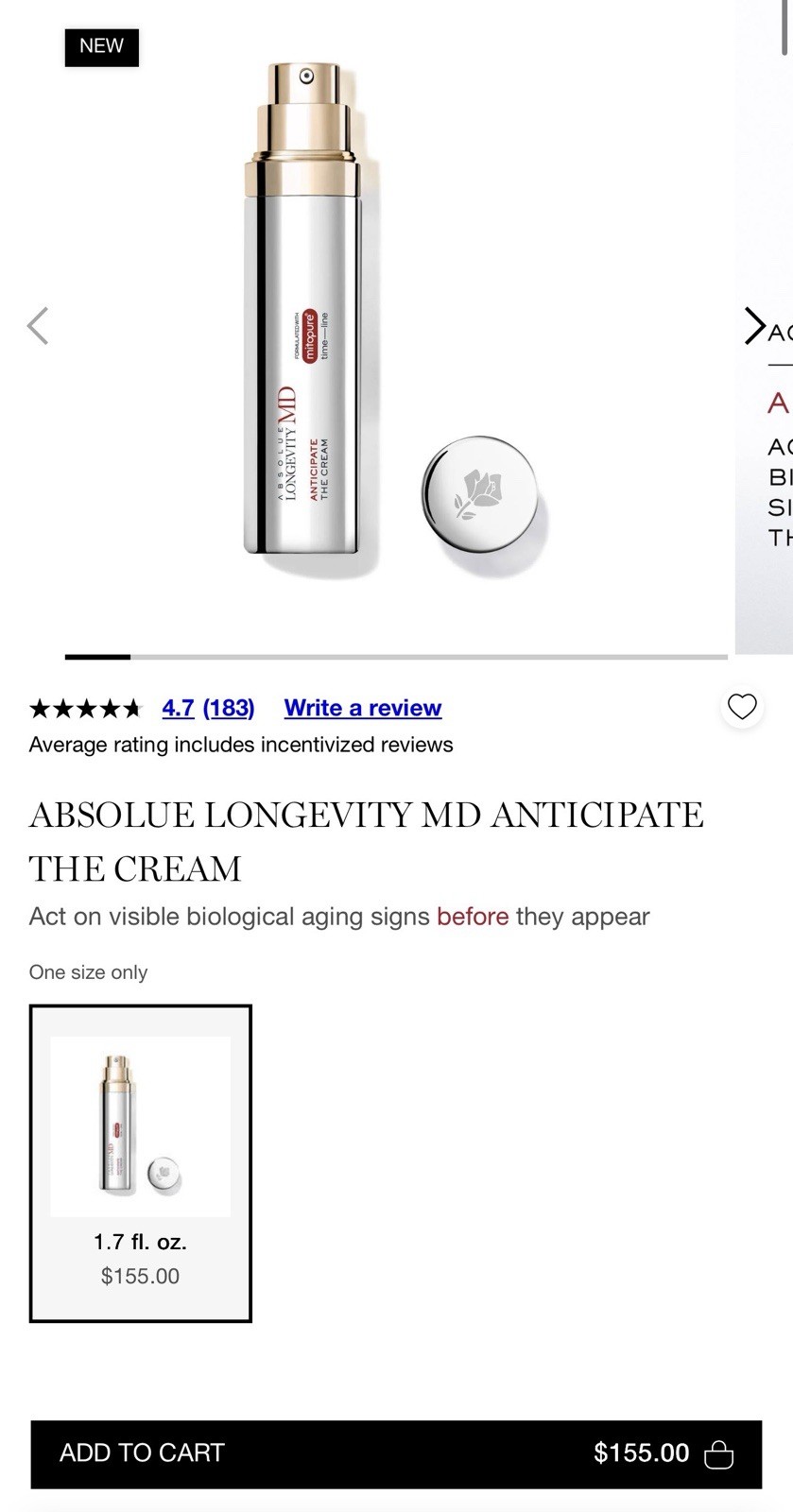 Lancôme ABSOLUE LONGEVITY MD ANTICIPATE THE CREAM *New* *Sealed*