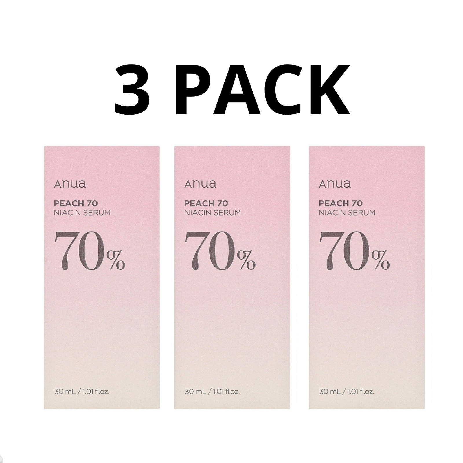 3 Pack Anua Peach 70 Niacin Serum Brightening Face Serum 1oz. Exp 2027