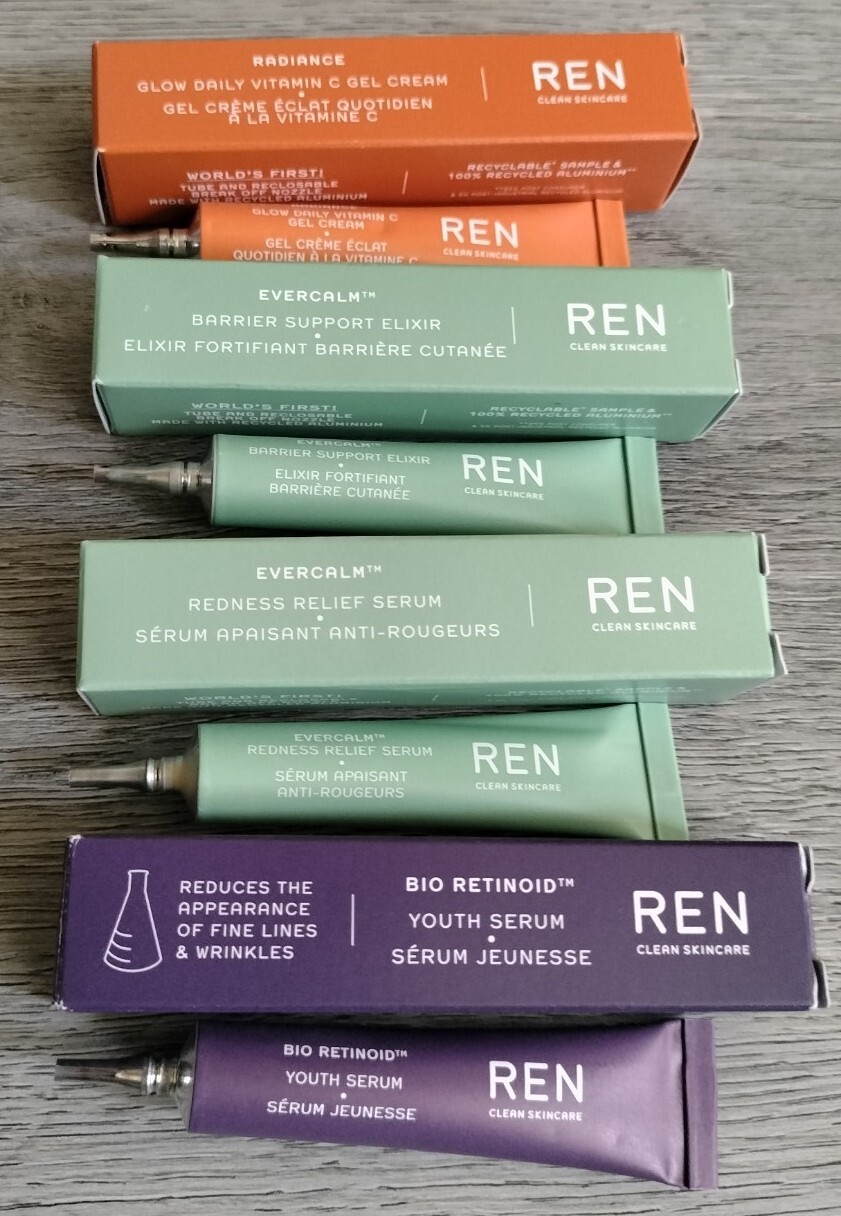 REN Bio-Retinoid Serum+Radiance Gel Cream+Evercalm Barrier Elixir+Redness Relief