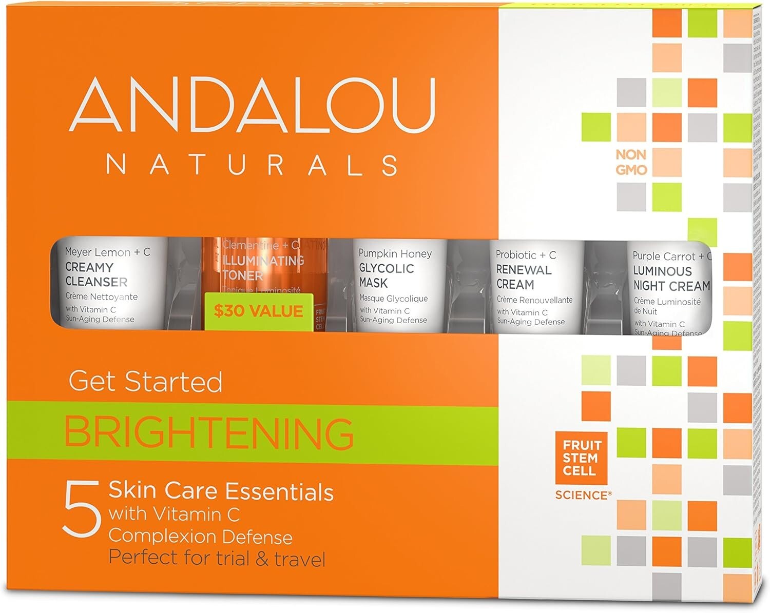 Andalou Naturals Brightening Get Started 3 Kit, 5 Piece