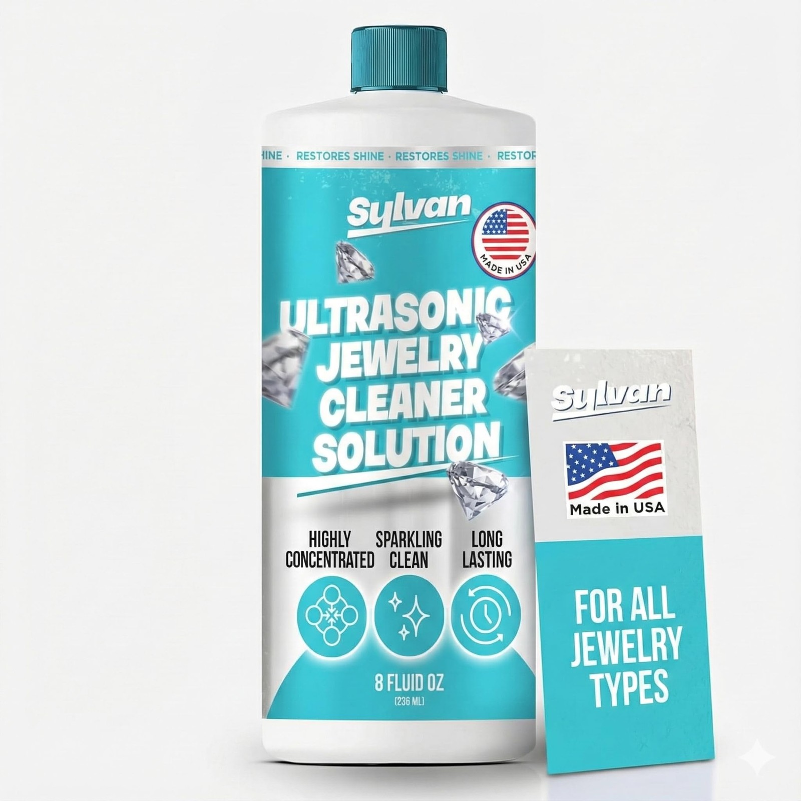 Ultrasonic Jewelry Cleaner Solution Concentrate | 100+ Uses | 8 Oz | 8 Oz.