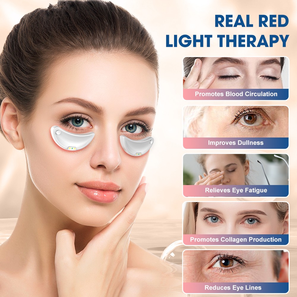 Red Light Therapy Eye Mask EMS Microcurrent,Portable Under-Eye Patches Massager