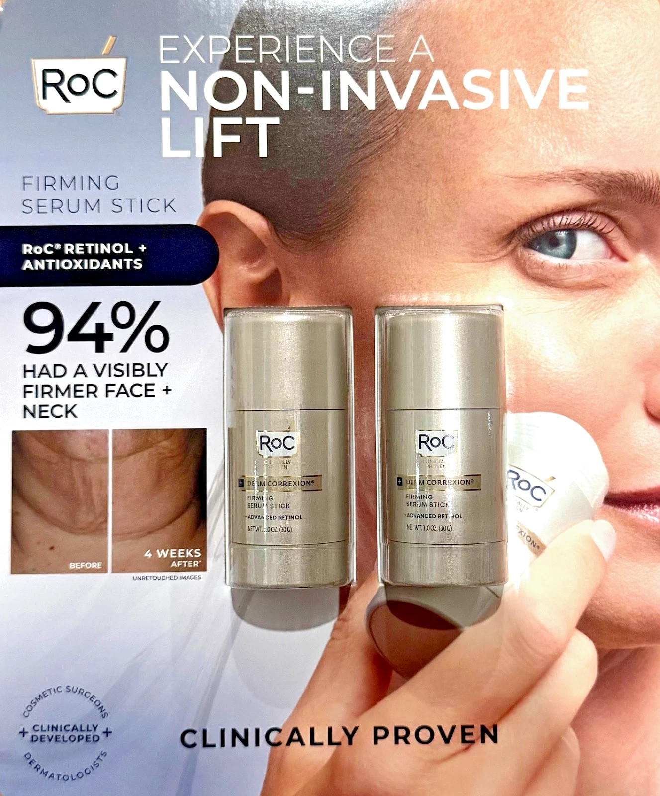 ROC DERM CORREXION FIRMING 3 in 1 SERUM STICKS ADVANCED RETINOL, 2 PK 1 oz Each