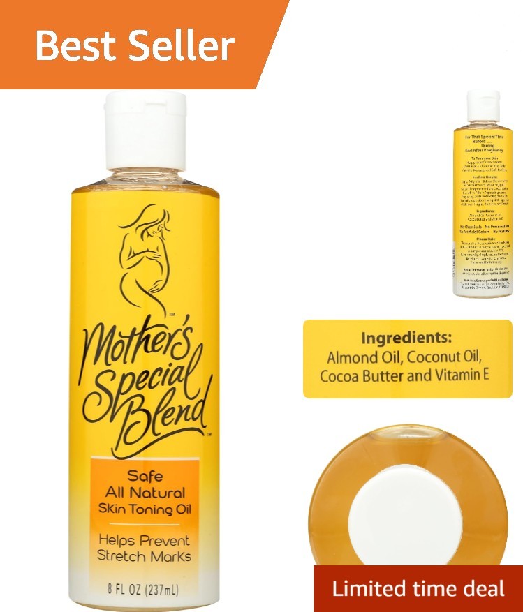 8 oz Coconut & Vitamin E Skin Toning Oil – Chemical-Free Stretch Mark Solution