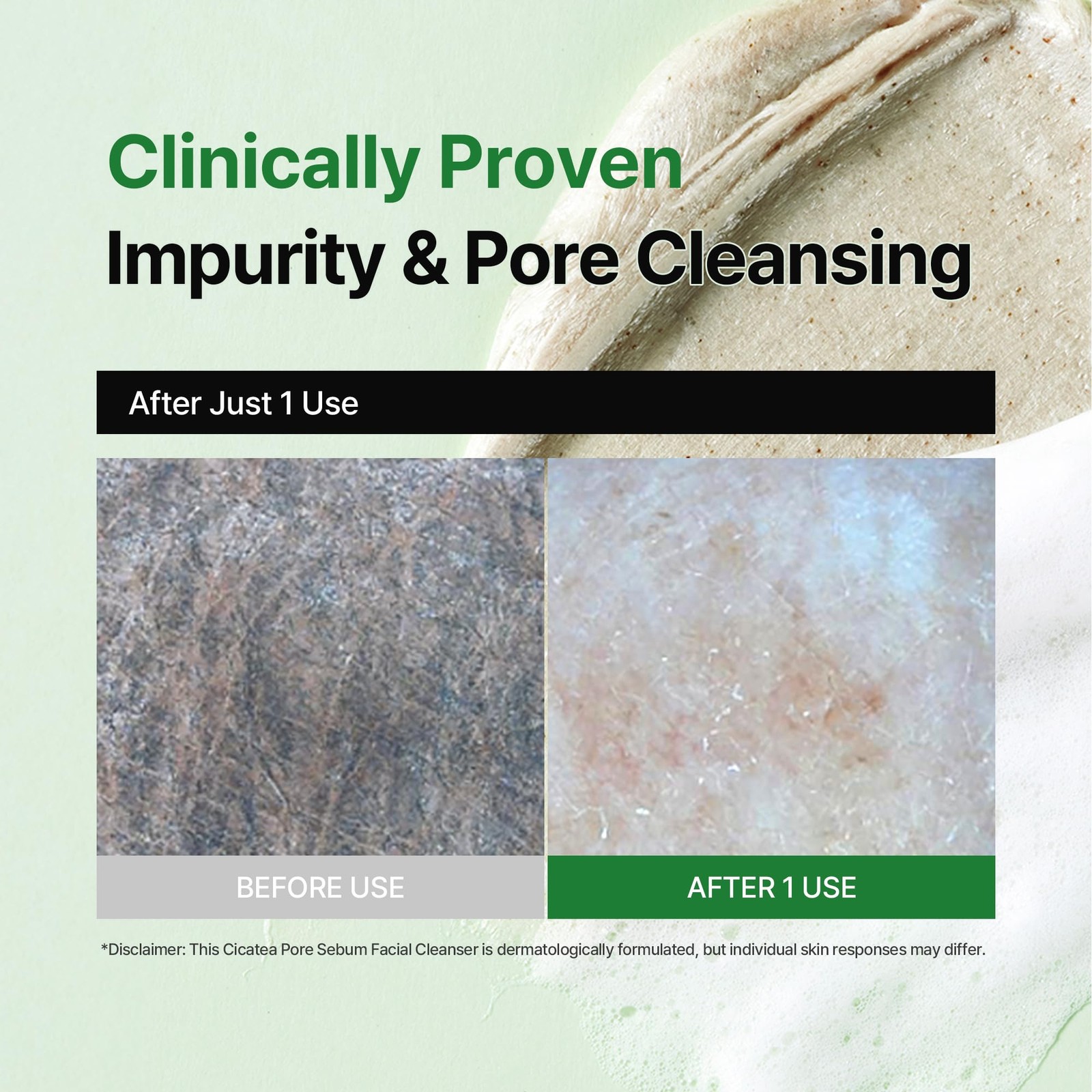Cicatea Pore Sebum Cleanser, , Gentle Scrub, Wash with Centella Asiatica Hyal…