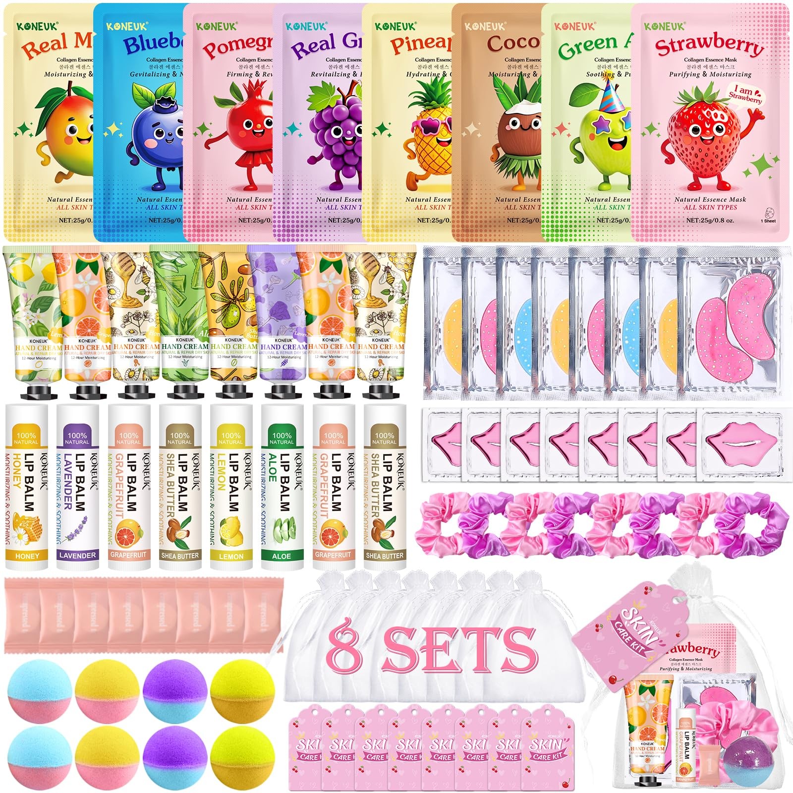 80PCS Spa Party Supplies for Girls, Include Facial Masks, Lip Balm, Hand Crea…