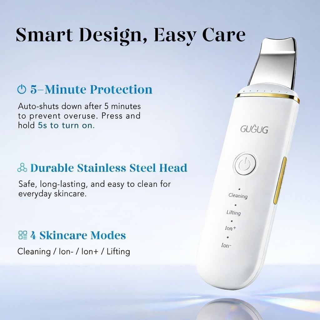 4-Modes Stainless Steel Skin Scrubber & Blackhead Remover for All Skin Types