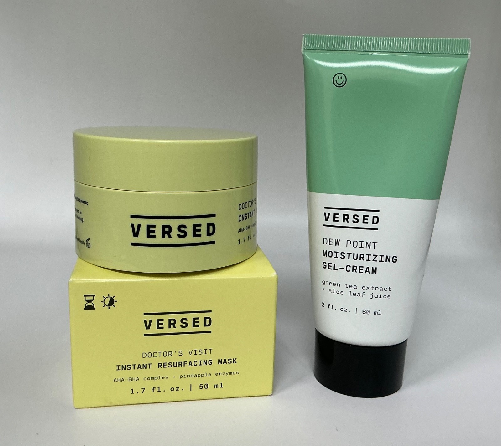 Versed Duo: Instant Resurfacing Mask + Dew Point Moisturizing Gel-Cream NIB