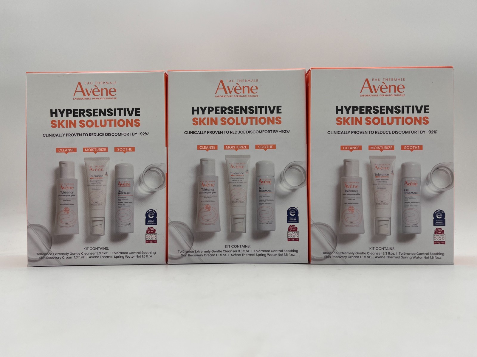 3x AVENE HYPERSENSITIVE SKIN SOLUTIONS CLEANSE KITS 3 PRODUCTS EACH NEW MR 1241