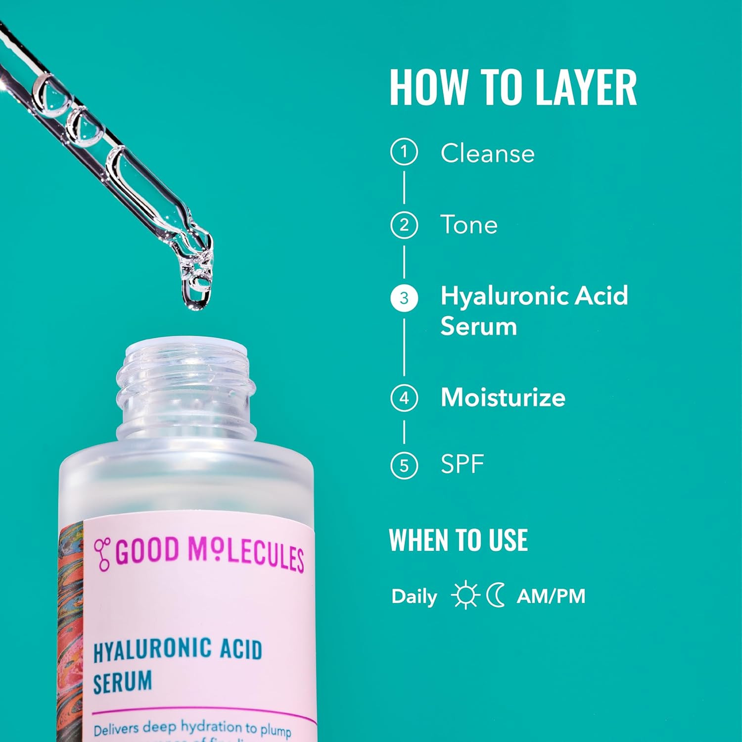 Good Molecules Hyaluronic Acid Serum – 1% Hyaluronic Acid Non-Greasy Ultra Hydra