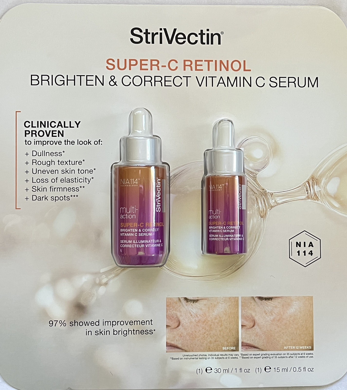 StriVectin Super-C Retinol Vitamin C + Retinol Face Serum Set 1oz + 0.5oz