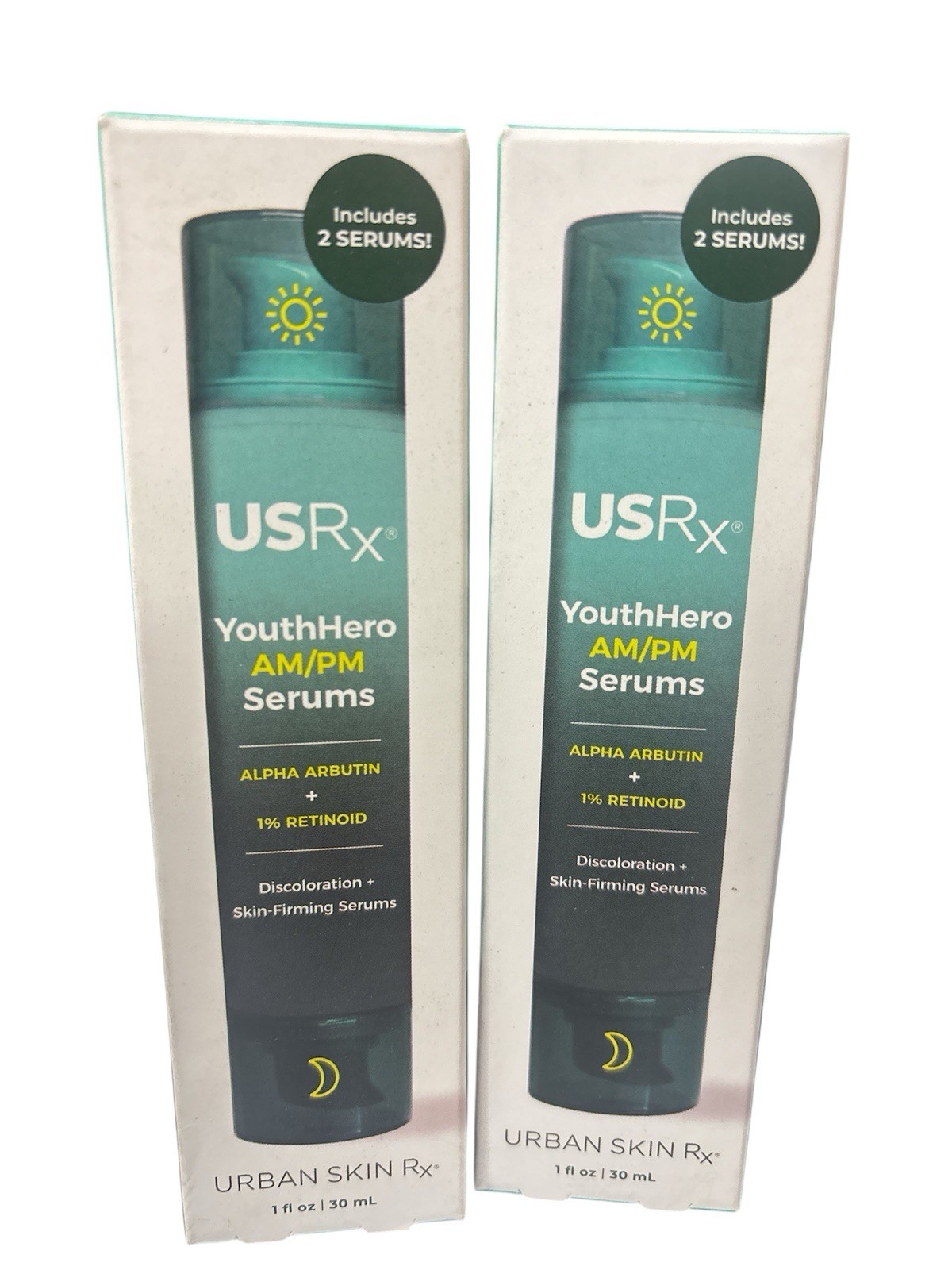 2 (1oz each) Urban Skin Rx YouthHero AM/PM Serums 2-in-1 Dual Formula