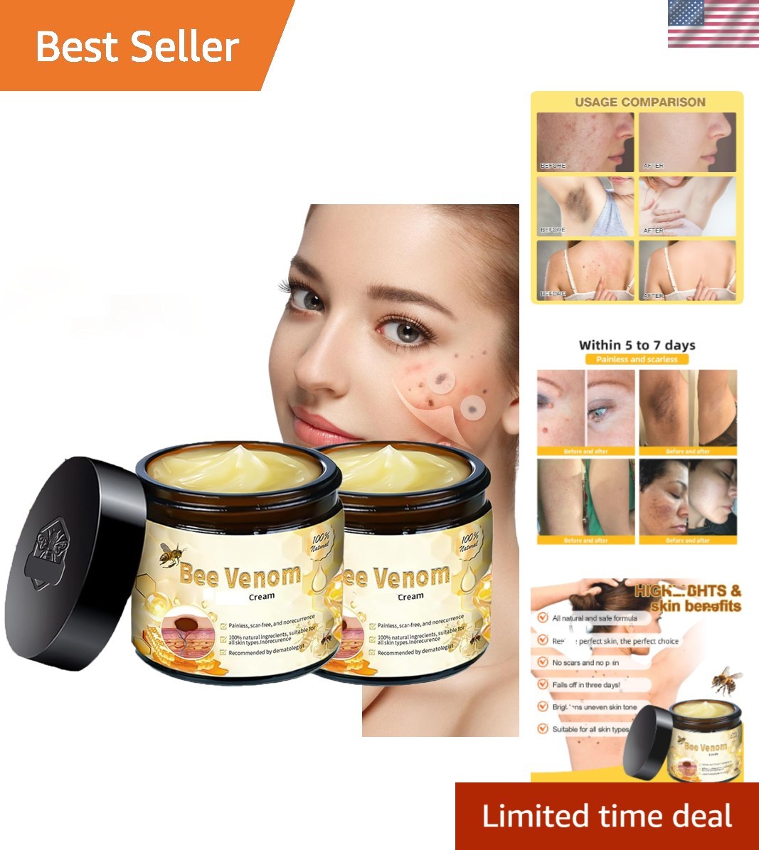 Professional Hydrating Bee Venom Cream 60ml x2 – Natural Ingredients