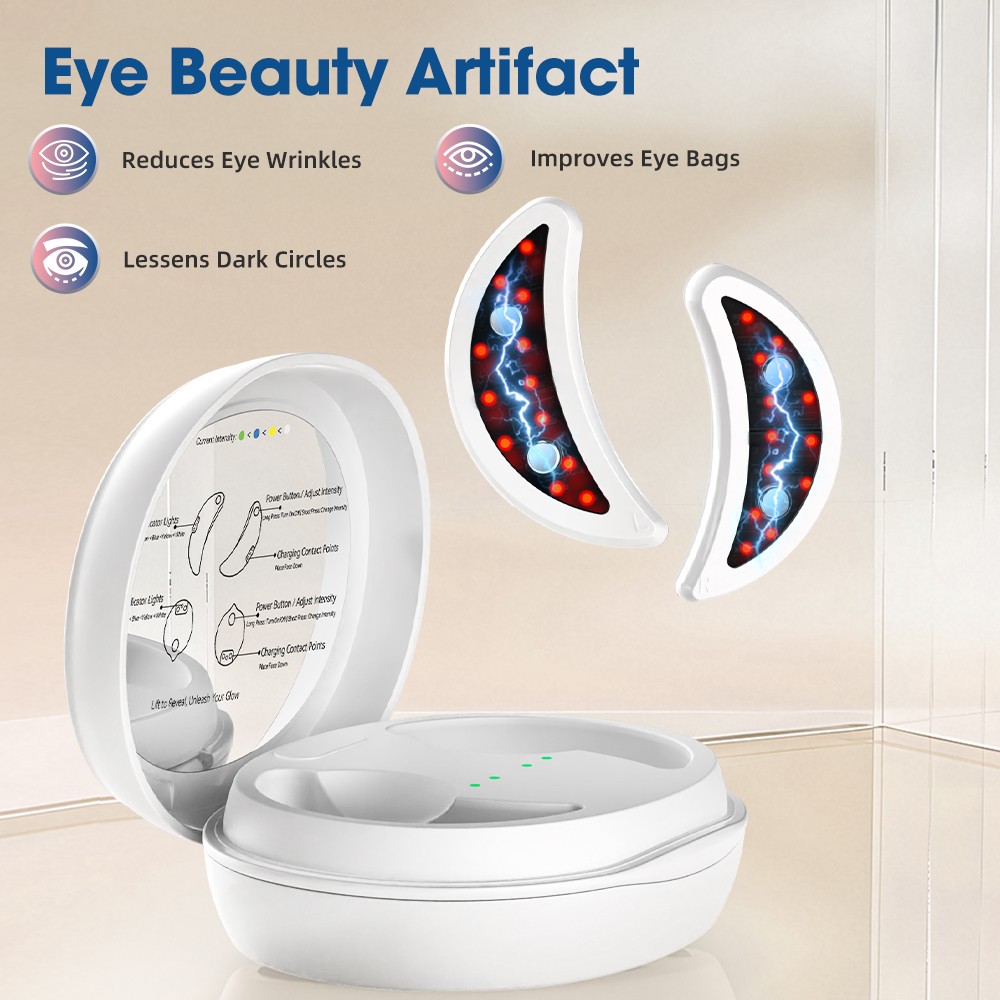 Red Light Therapy Eye Mask EMS Microcurrent,Portable Under-Eye Patches Massager
