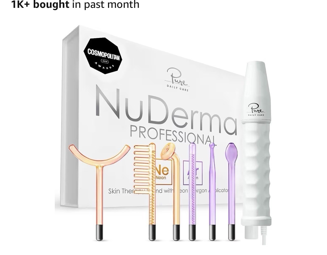 NuDerma Professional Skin Therapy Wand with 6 Neon & Argon Wands NEW SEALED