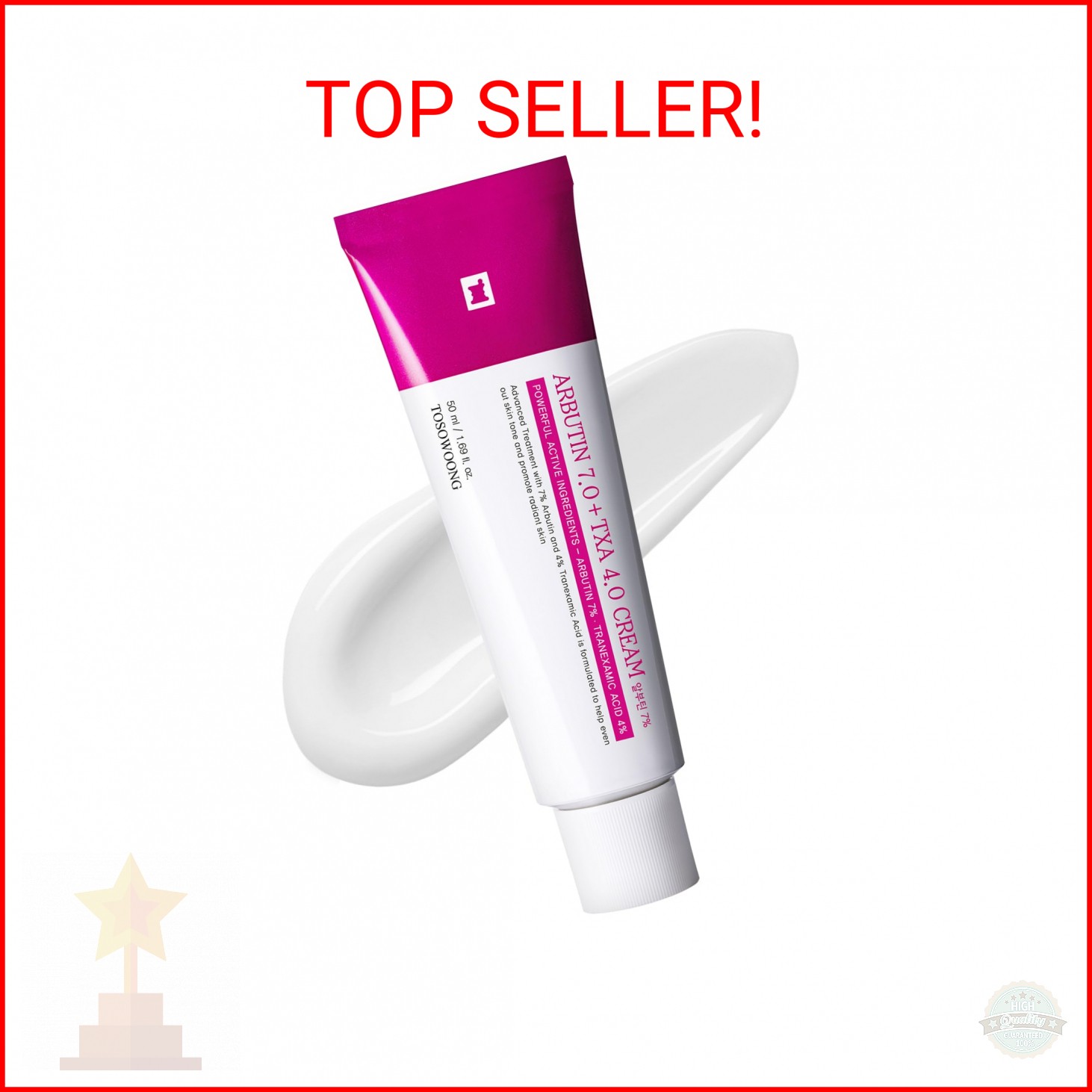 TOSOWOONG Arbutin 7% + Tranexamic Acid 4% Cream, 70,000ppm Arbutin, 40,000ppm TX