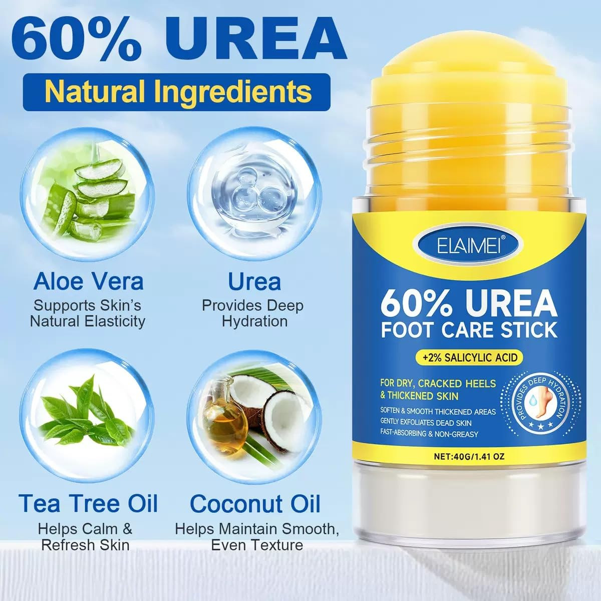 60% Urea Cream Stick plus 2% Salicylic Acid, Maximum Strength Urea Foot Cream Ca