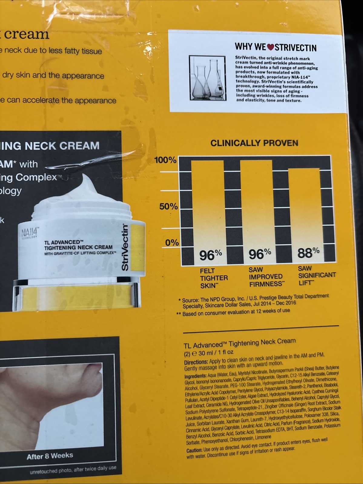Lot Of 2 Strivectin TL advanced Neck Tightening Cream with NIA114, 1oz Each