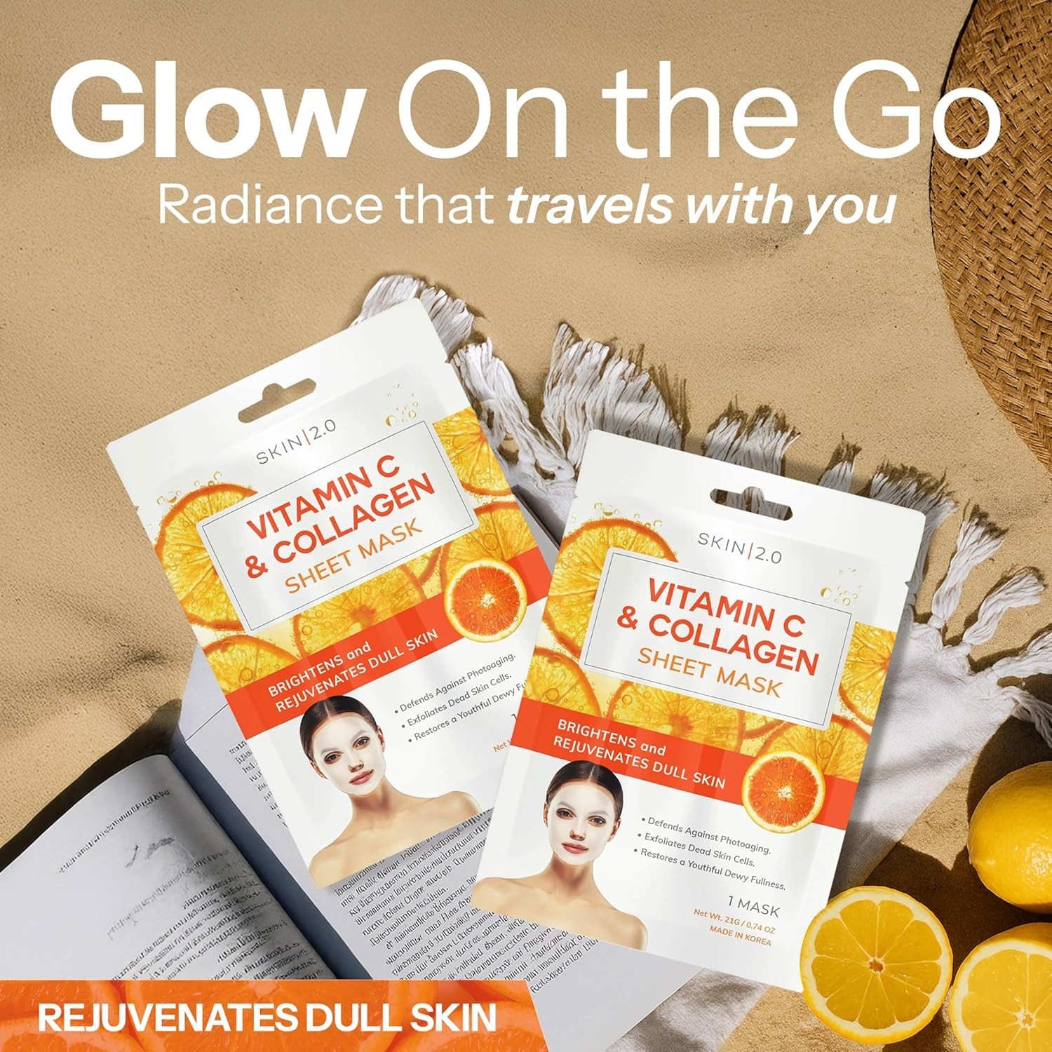 Vitamin C & Collagen Sheet Mask – Anti-Aging, Wrinkle & Age Spot Reducer, Hyd…