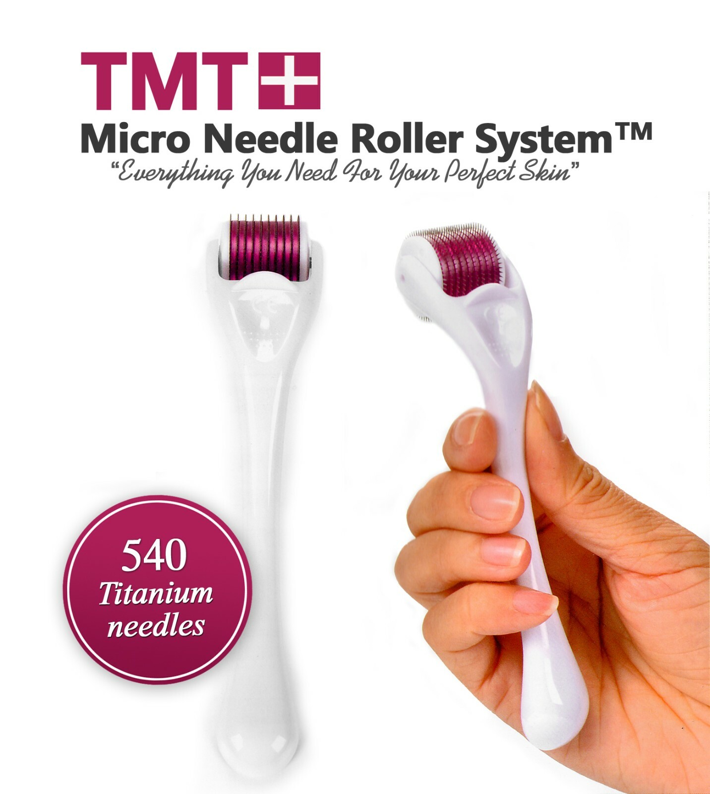 540 Titanium Micro Needle Dermaroller for Skin Scars Wrinkle Anti-Aging by TMT