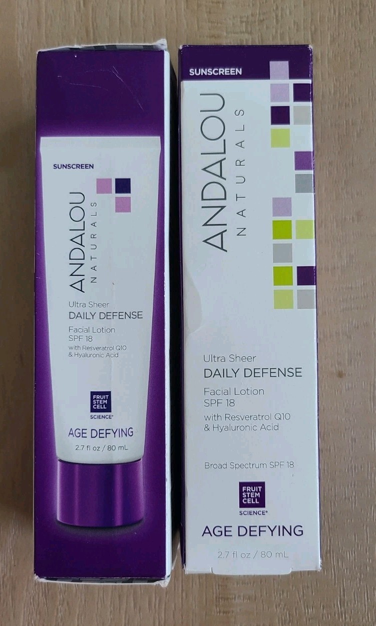 2 Andalou Naturals Age Defying Ultra Sheer Daily Defense Facial Lotion SPF 18