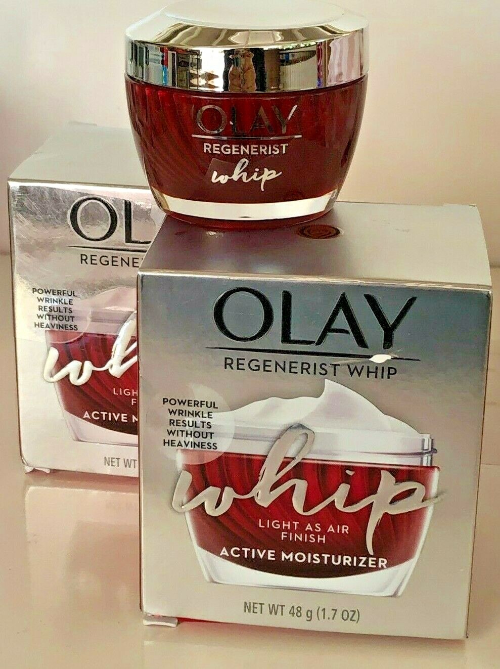OLAY REGENERIST WHIP ACTIVE MOISTURIZER ANTI-AGING RESULTS !! 2 CREAMS !!