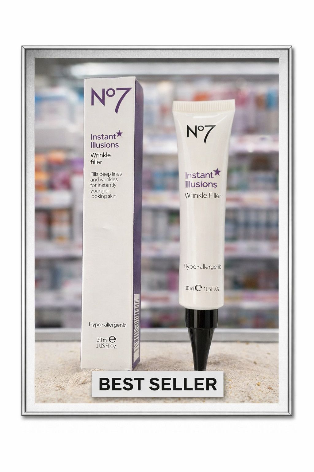 No7 INSTANT ILLUSION WRINKLE FILLER HYPO-ALLERGENIC 1 FL. OZ. FILLS DEEP LINES