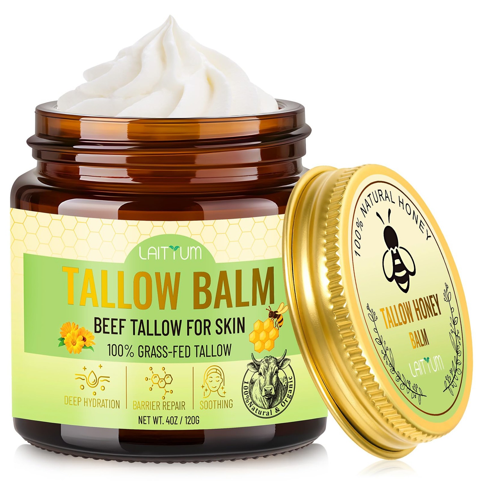 Crema Cebo De Res Con Miel y Aceite Oliva 4 Oz Para La Cara y La Piel Sevo Cevo