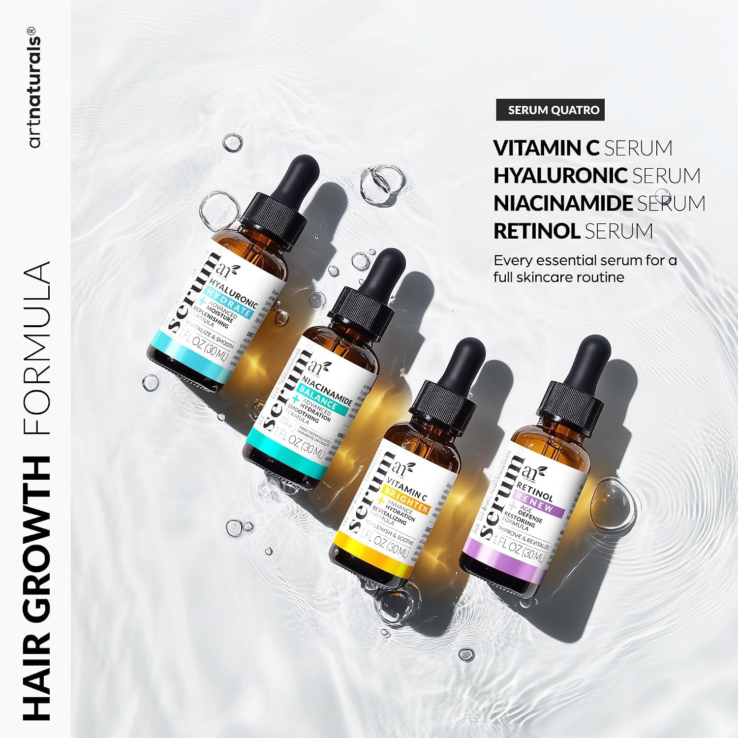Vitamin C Serum 4Pc Set Retinol Hyaluronic Acid Niacinamide Face Care 3M