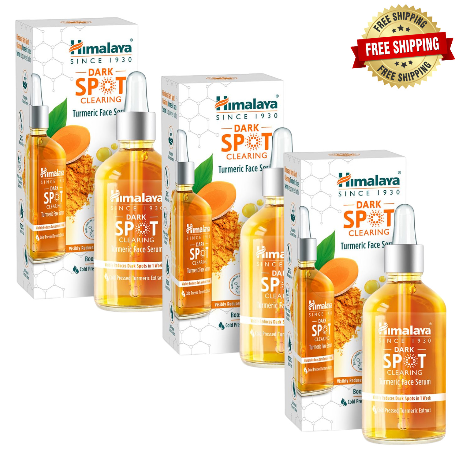 Himalaya Dark Spot Clearing Turmeric Face Serum for glowing skin 30ml – 3 PACK