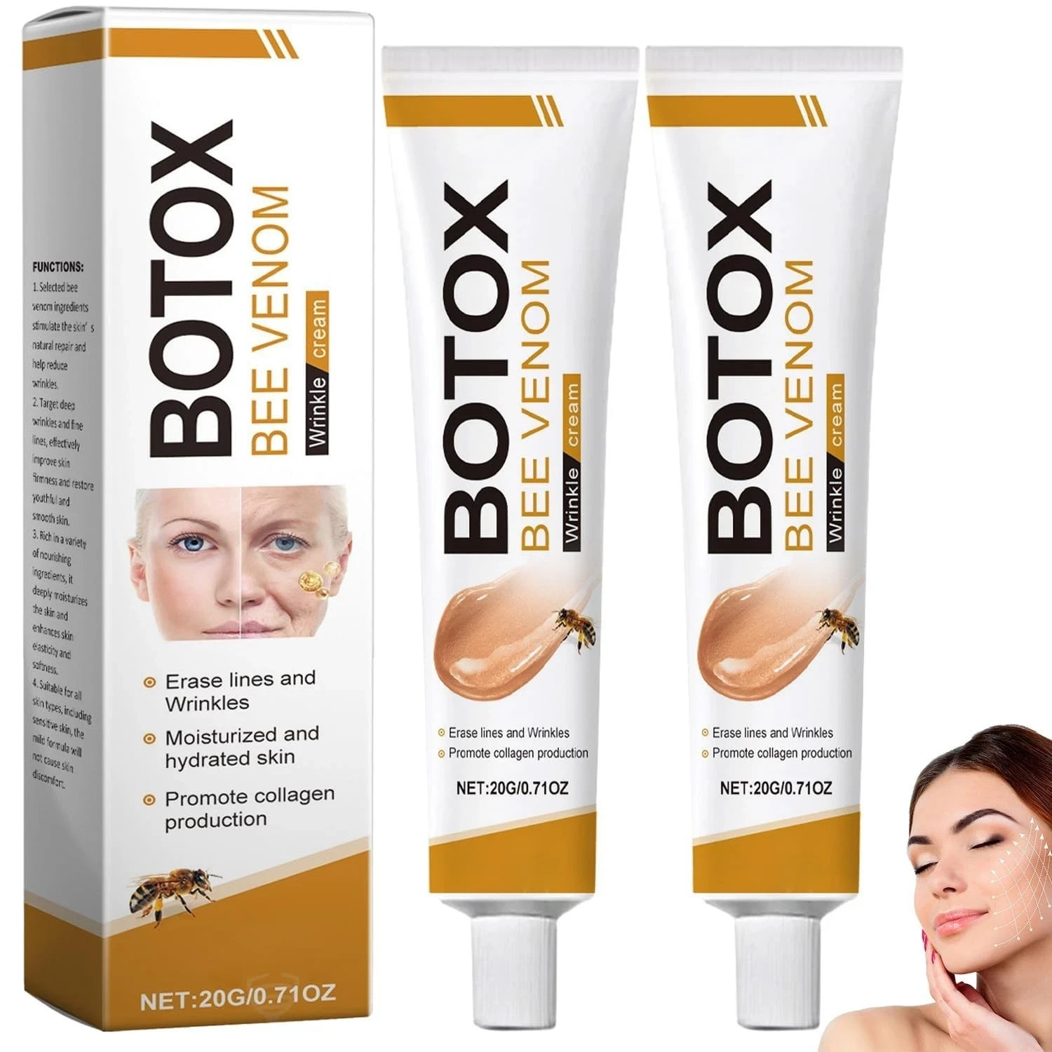 2Pcs- Bee Venom Wrinkle Removal – Anti-Aging Face Firming Face forAll integument