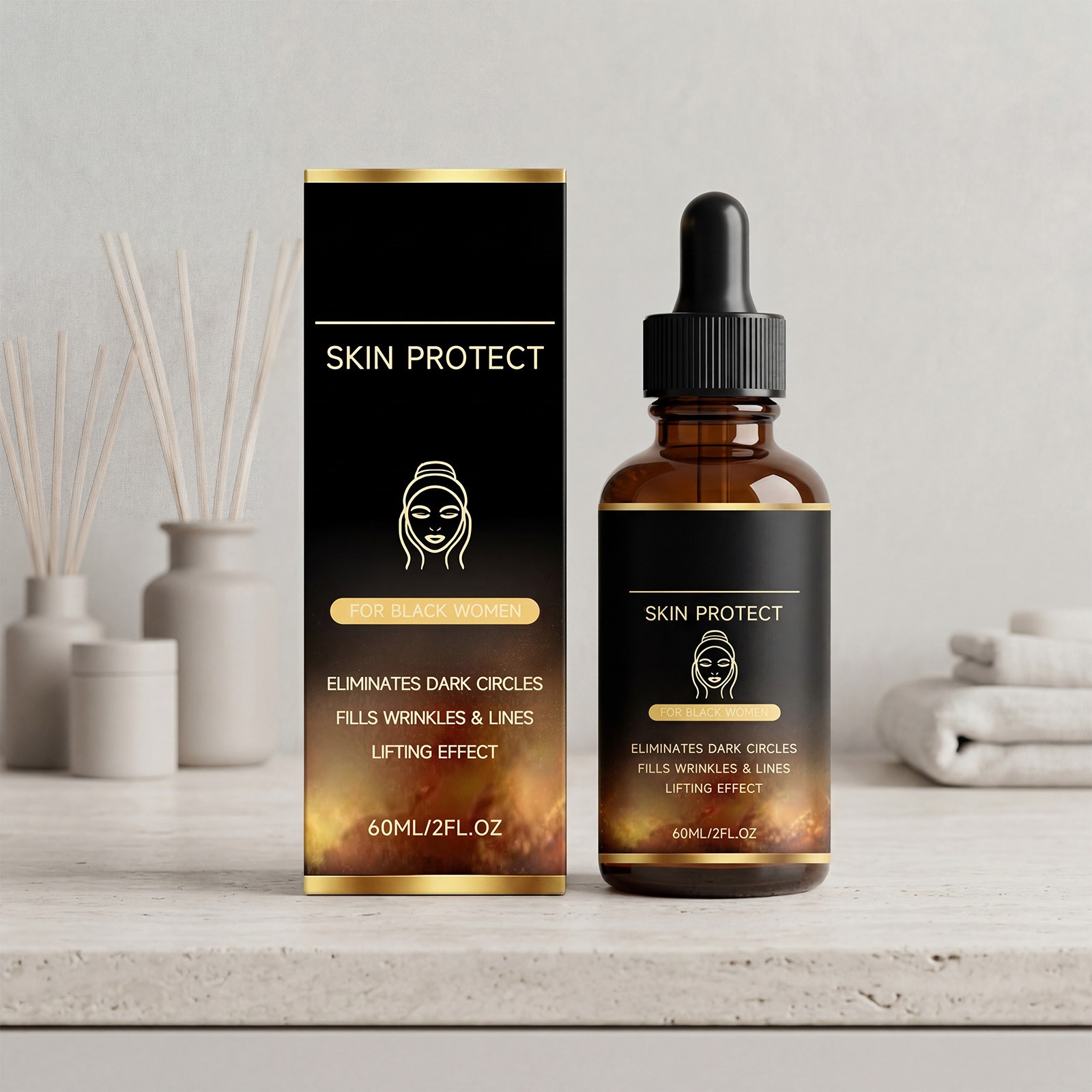 2PCS Skin Protect Serum Black Women Gentle Facial Skin Care Moisturizing Serum