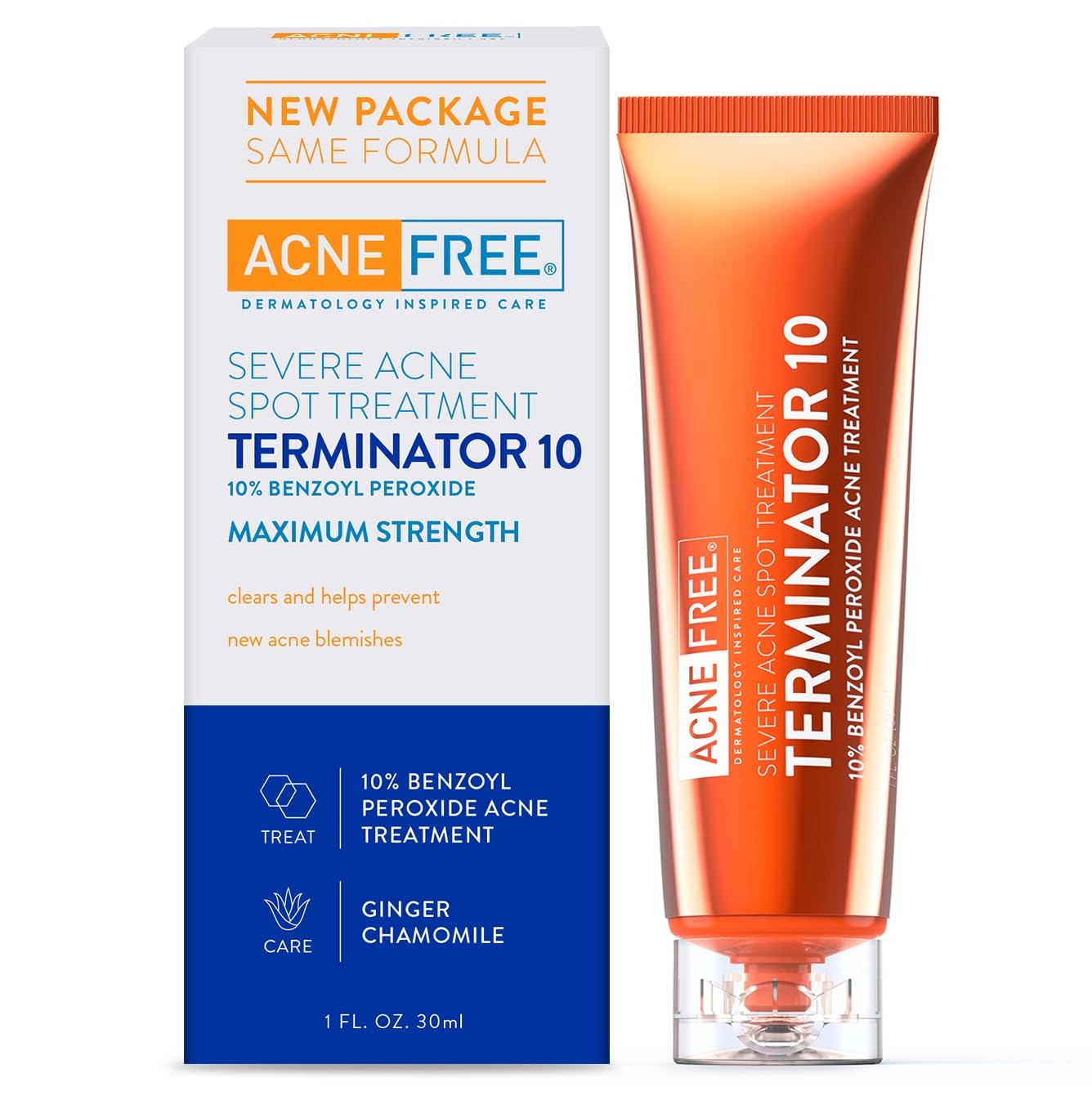 AcneFree Terminator 10 Acne Spot Treatment with 1 Ounce (Pack of 1), WHITE