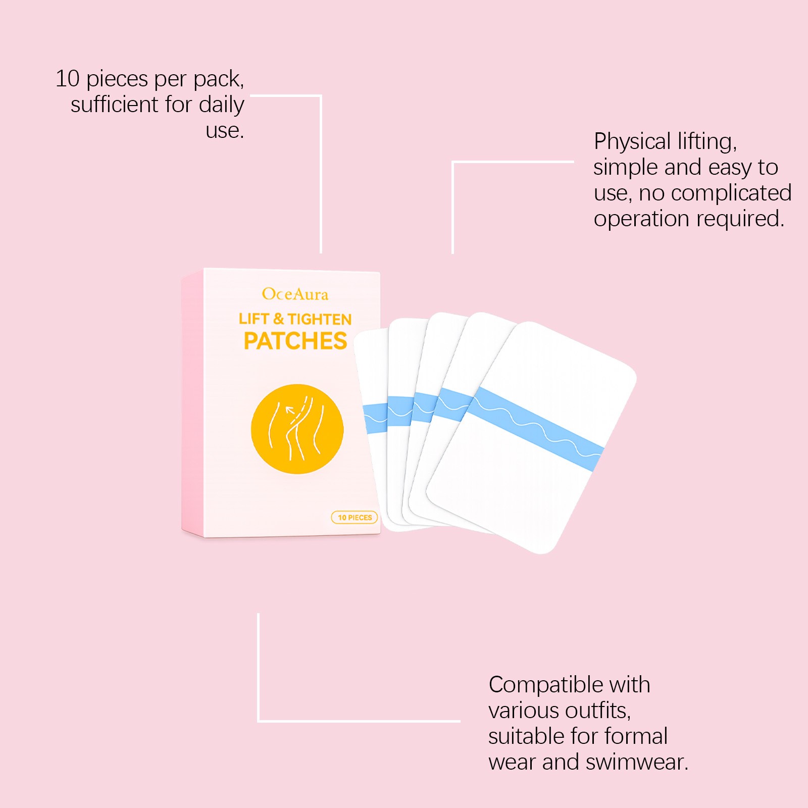 Body Lifting Patches for Legs/Abdomen/Buttocks & Arms, Transparent Skin ~US BEST
