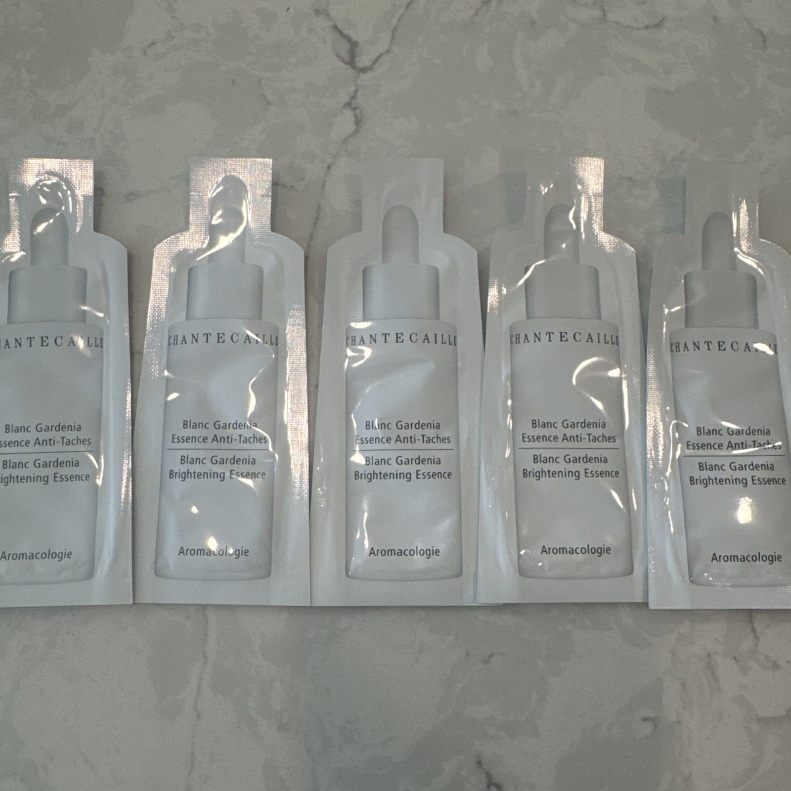 5 Chantecaille Blanc Gardenia BRIGHTENING ESSENCE samples 1.5mL / .05oz Ea RARE
