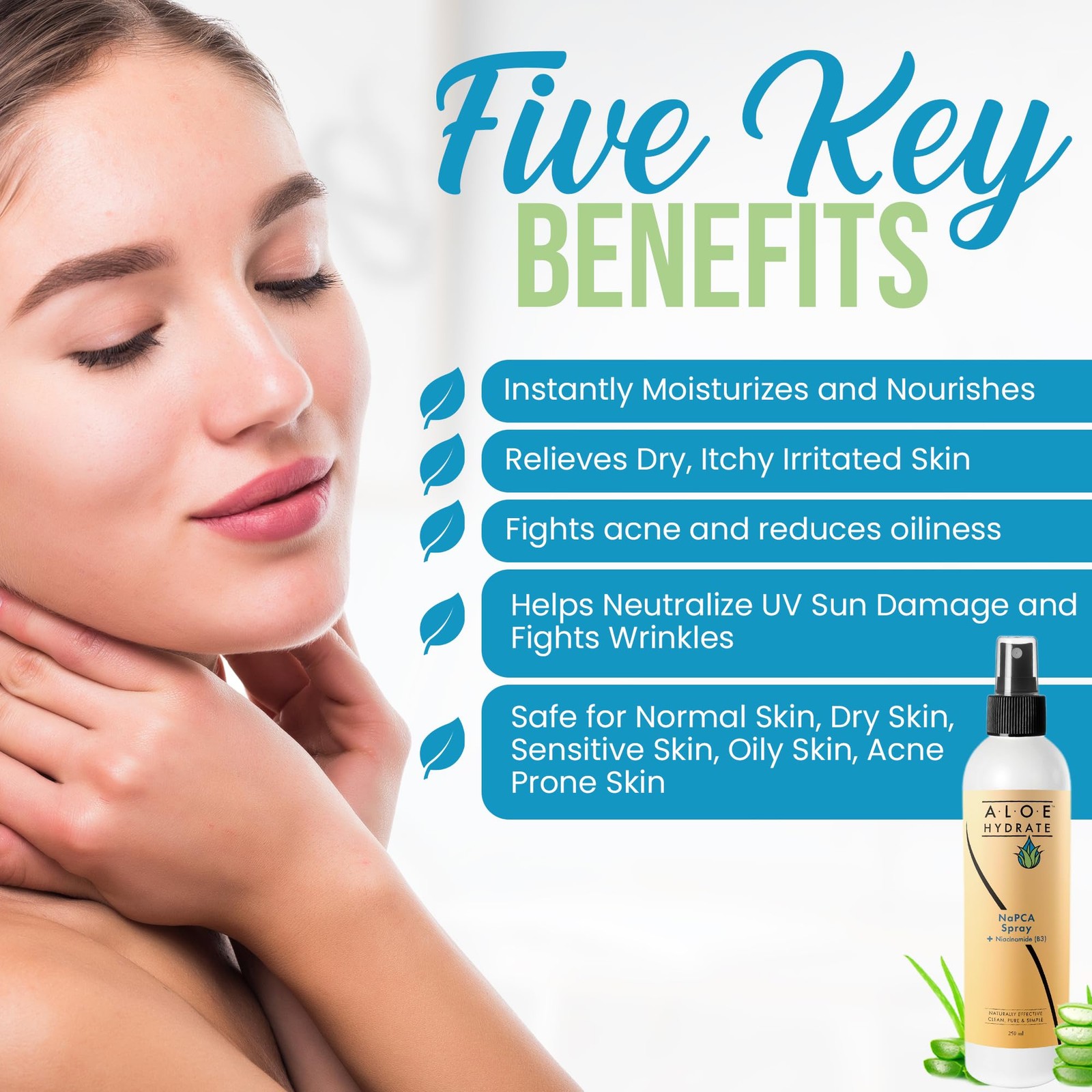NaPCA Moisturizer Mist & Body Spray. Sodium PCA & Aloe vera Mist Hydrating Sp…