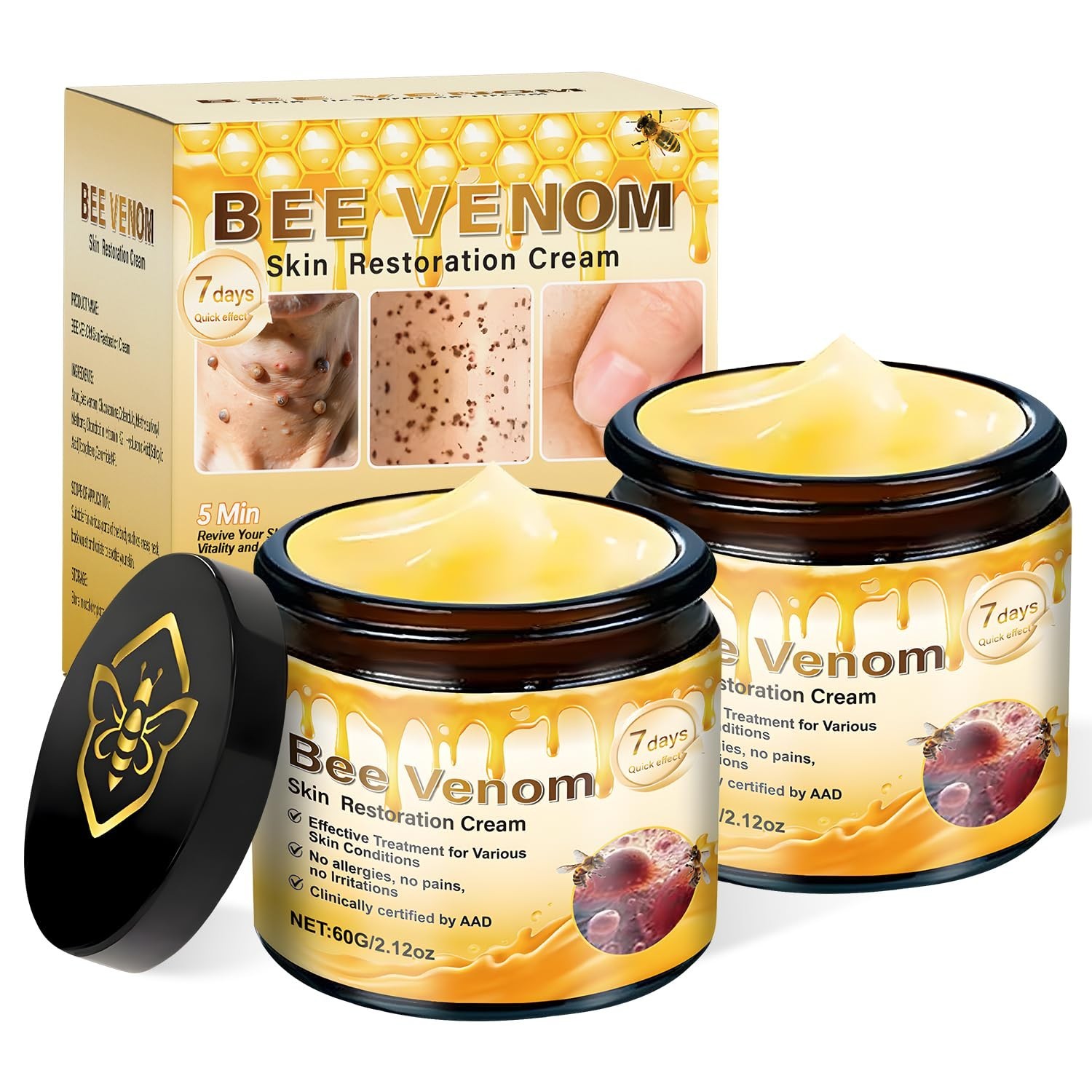2 PCS Bee Venom Skin Cream – Anti-Wrinkle, Rejuvenating, Firming Face Treatment.