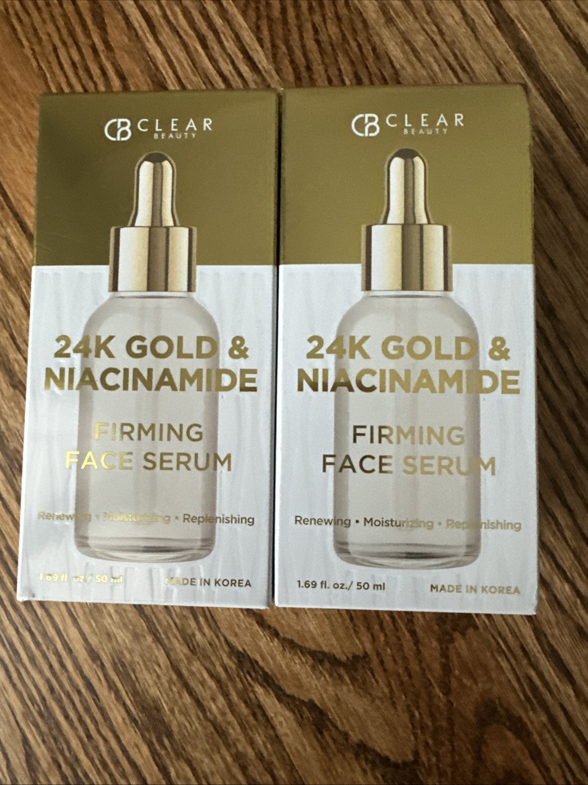 2X Clear Beauty 24k Gold & Niacinamide Firming Face Serum Renewing Made in Korea