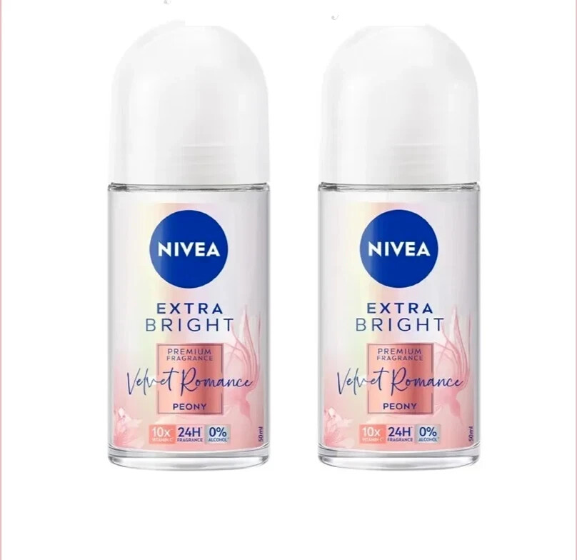 1 set Nivea Deo Female Extra Bright Velvet Romance Roll On 50ML TWP