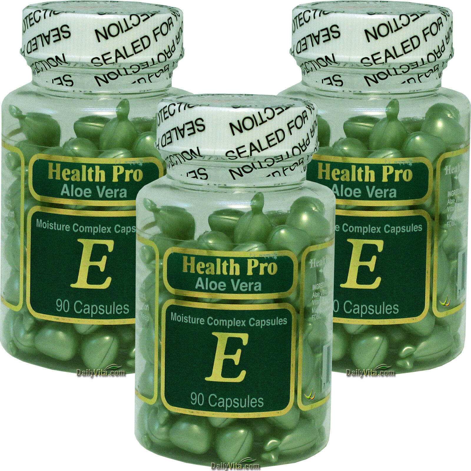 3 x Aloe Vera Vitamin-E Moisture Skin Oil 90 Green Capsule Gel