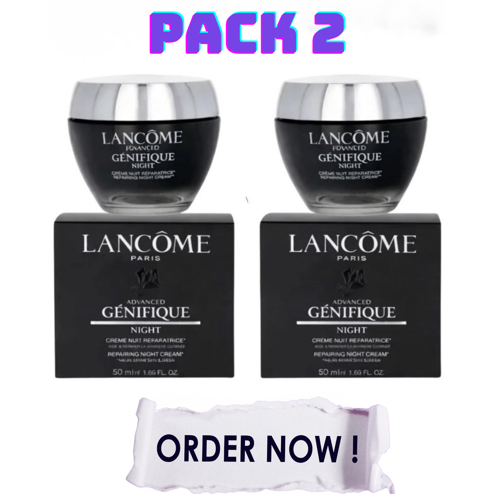 Lancome Advanced Genifique Night Cream 50ml 1.69oz Pack of 2 NEW & Sealed