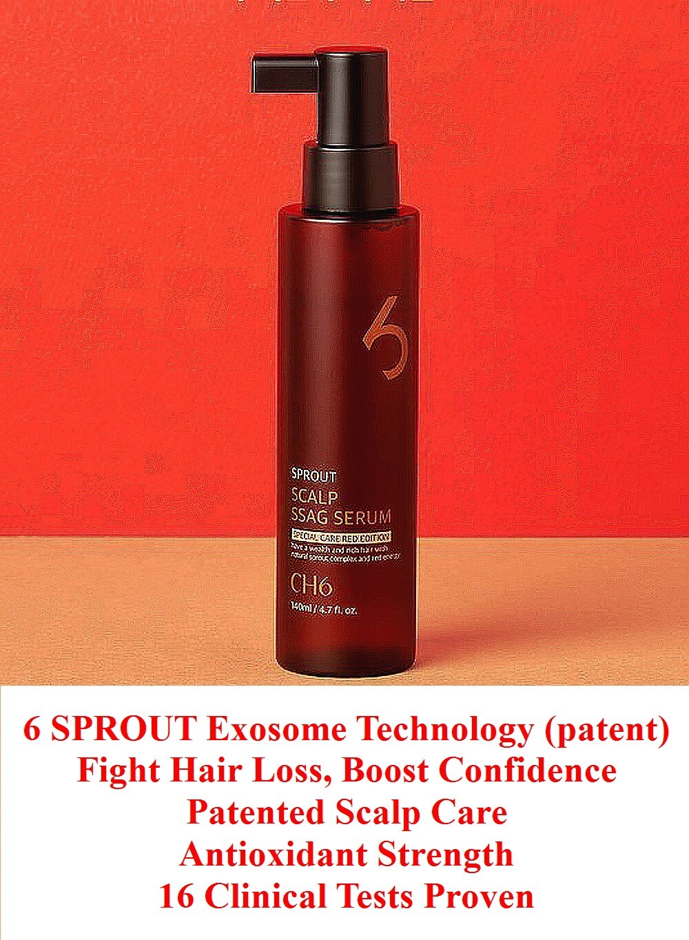 Revitalize Your Hair: 6-SPROUT EXOSOME (CH6) & Growth Factor Scalp Serum (140ml)